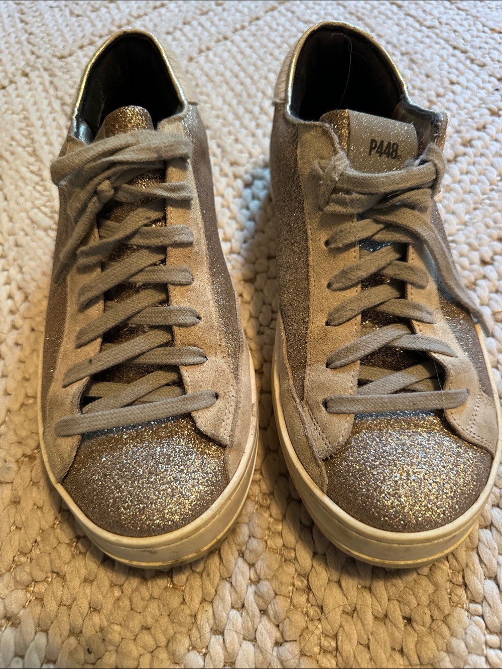 P448 Glitter Low-Top Sneakers in gold and Silver